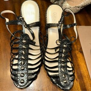 Coach Black Gladiator Sandals with Cage Design
